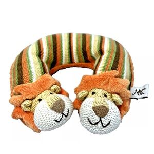 Maison Chic Lion Neck Pillow Plush Toddler Baby Orange RARE Textured Comfort VGC